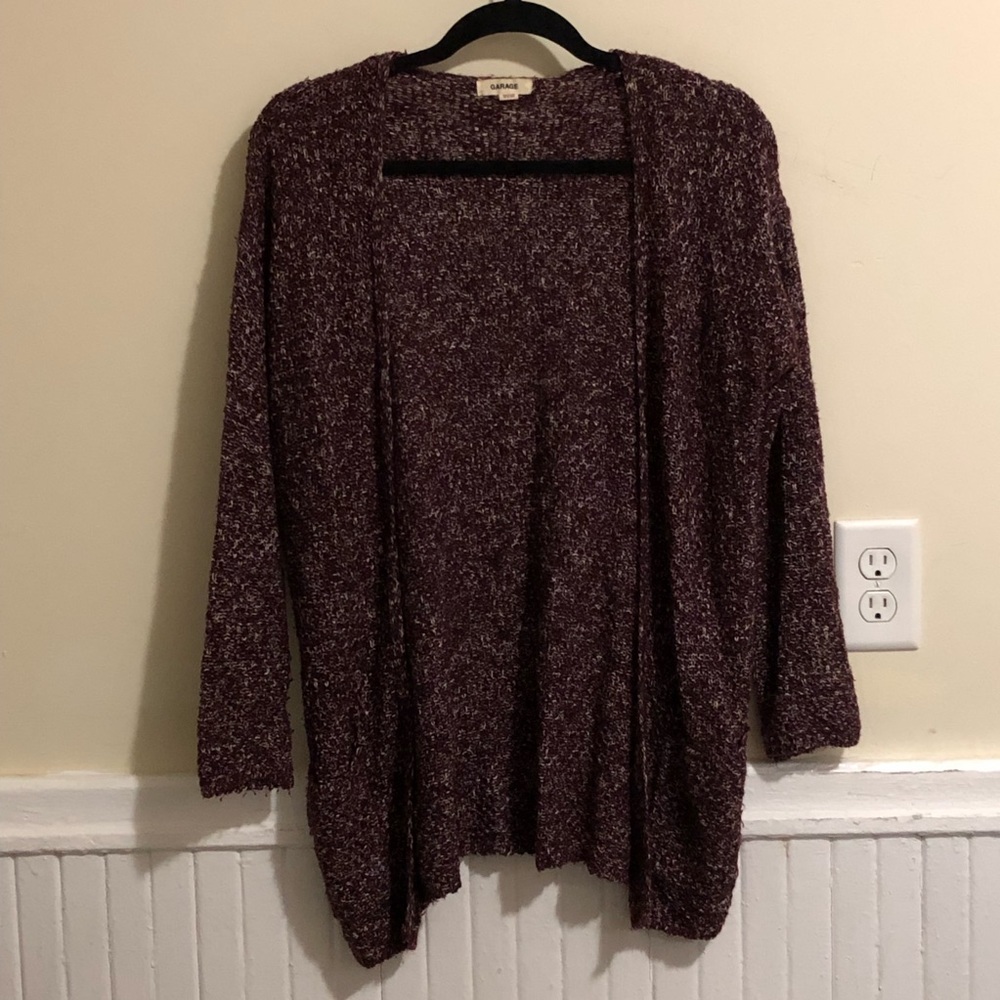 Burgundy and White Marled Warm & Soft Cardigan
